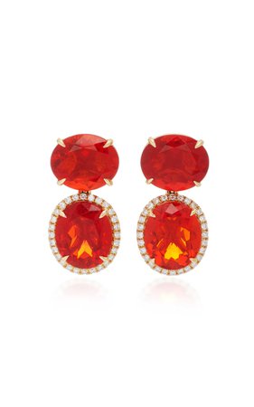 One-Of-A-Kind Short Fire Opal Drop Earrings by Katherine Jetter | Moda Operandi