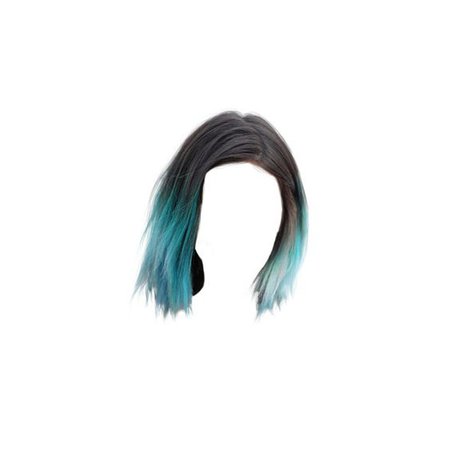 Black Hair png ombre blue