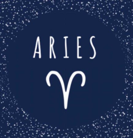Aries symbol in blue and white