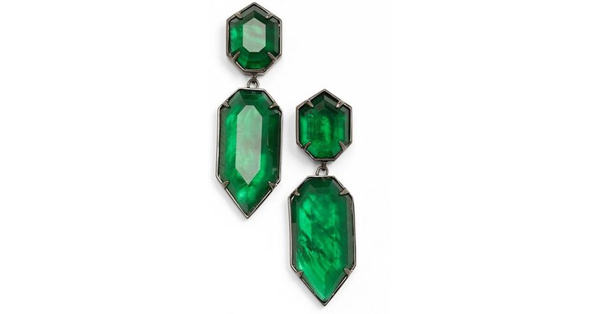 Emerald glass perla drop errings