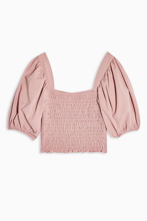 Pink Shirred Short Sleeve Top | Topshop