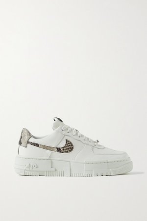 Air Force 1 Pixel Smooth And Snake-effect Leather Sneakers - Off-white