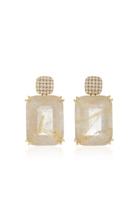 18k Yellow Gold Rutilated Quartz And Diamond Earrings By Goshwara | Moda Operandi