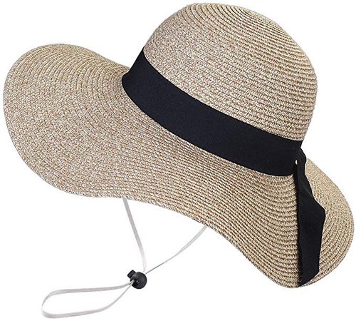 Womens Sun Straw Hat Wide Brim UPF 50 Summer Hat Foldable Roll up Floppy Beach Hats for Women at Amazon Women’s Clothing store
