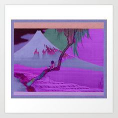 Mount Fuji| Fisher Boy | Hokusai | Pop | Vaporwave aesthetics Art Print