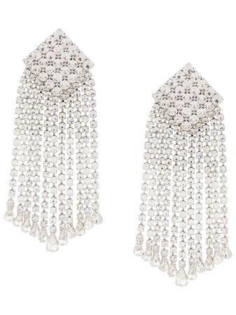 Silver Alessandra Rich Crystal-square Drop Earrings | Farfetch.com