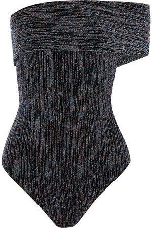 Alix NYC | Aurelia one-shoulder metallic stretch-jersey thong bodysuit | NET-A-PORTER.COM