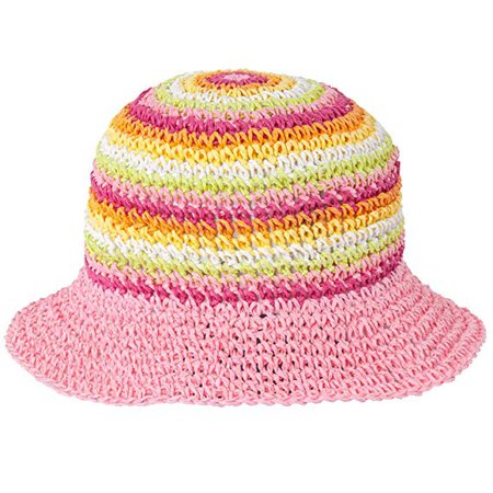 Amazon.com: D&Y Kids Little Girls Pink Straw Bucket Sun Hat with Multi-color Stripe Accent: Clothing