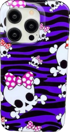 Skull and crossbones purple iPhone 14 case