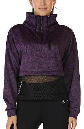 Amazon.com: icyzone Womens Long Sleeve Workout Shirts Athletic Running Tops Track Jacket Half-Zip Pullover(S, Purple): Clothing