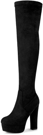 Amazon.com | Allegra K Women's Platform Block Heel Black Over Knee High Boots - 8.5 M US | Knee-High