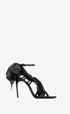 Saint Laurent ‎DALLAS Bandana Sandals In Leather And Suede ‎ | YSL.com