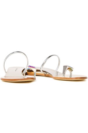 Silver Crystal-embellished mirrored-leather sandals  | CASADEI |