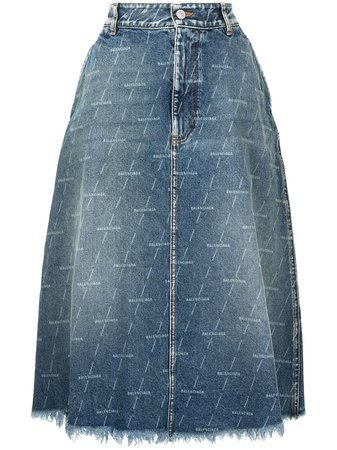 Balenciaga Distressed Denim Midi Skirt - Farfetch
