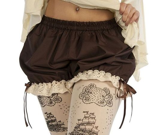 brown puff lace bloomer shorts