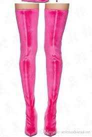 Pink thigh high velvet boots - Google Search