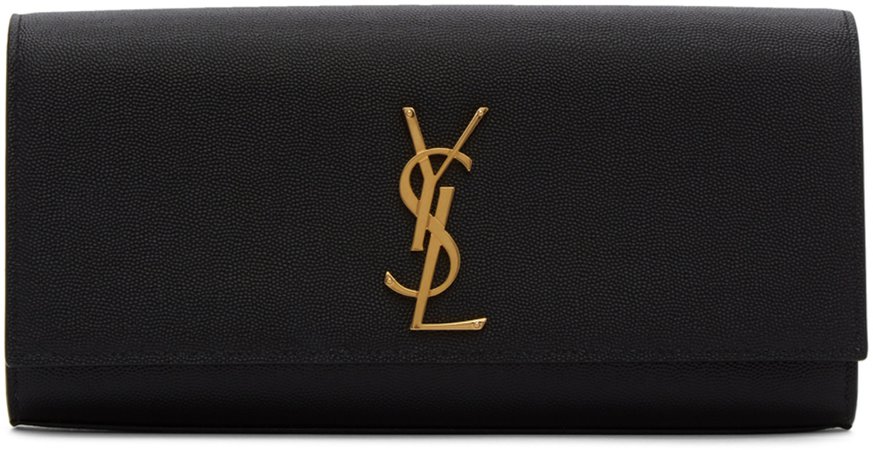 Saint Laurent, Black & Gold Kate Clutch Bag