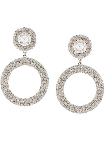 Silver Alessandra Rich Crystal Hoop Earrings | Farfetch.com