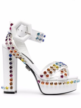 Shop Philipp Plein crystal-embellished sandals with Express Delivery - FARFETCH