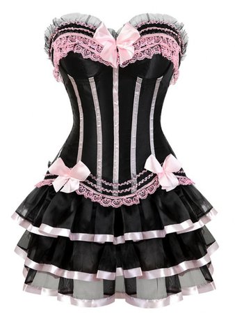 Black & Pink Two Piece Corset Dress