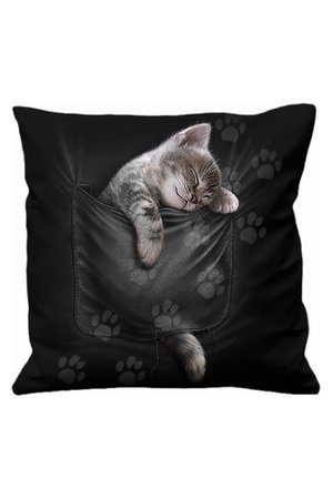 Pocket Kitten Gothic Decor Cushion by Spiral Direct | Gothic