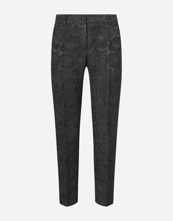 Women's Trousers and Leggings | Dolce&Gabbana - LOW-RISE FLORAL JACQUARD PANTS