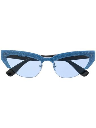 Miu Miu Eyewear Cat Eye Sunglasses MU04US Blue | Farfetch