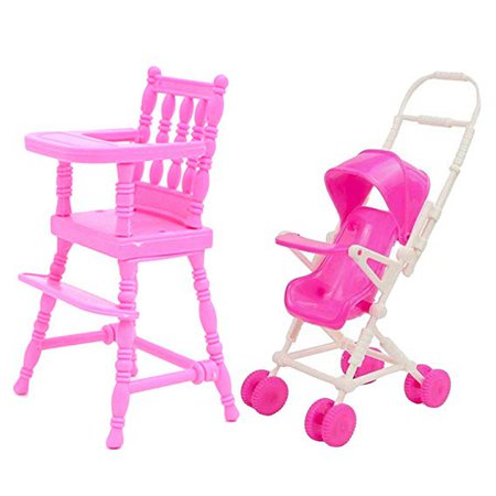 Amazon.com: Doll Accessories, Dollhouse Accessories, Stroller for Dolls 1PCS High Chair + 1PCS Baby Stroller Carriage Doll House Furniture Accessories for Dollhouse Toys Children Girls Birthday Gift: Gateway