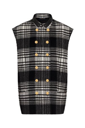 SLEEVELESS DOUBLE BREASTED COAT WITH LEATHER COLLAR | Louis Vuitton