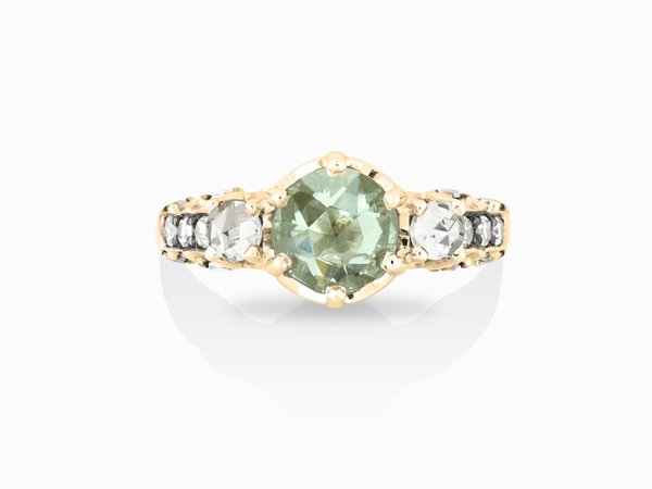 Ceremonial Engagement Ring 14k Yellow Gold with Green Sapphire – TheManiaManiaStore
