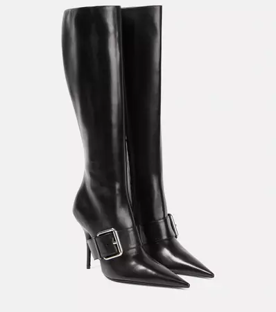 Knife 110 Leather Knee High Boots in Black - Balenciaga | Mytheresa