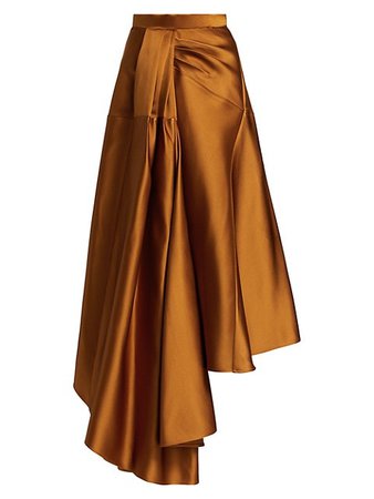 Rosie Assoulin Asymmetric Silk Volume Draped Skirt | SaksFifthAvenue