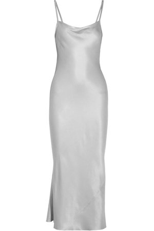 Light gray Washed-silk maxi slip dress