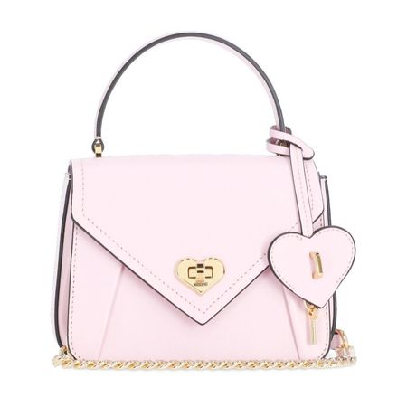 Moschino Womens Heart Lock Leather Shoulder Bag