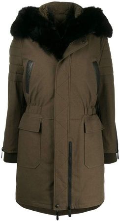 fur-trimmed hooded coat