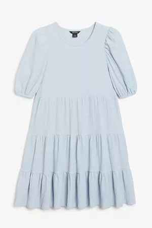 Flounce layered dress - Light blue - Mini dresses - Monki WW