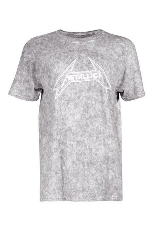 Acid Washed Licensed Metallica T-Shirt | Boohoo