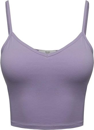 STARJJ Womens Basic Yoga Cotton Longline V-Neck Padded Sports Bra Cami Crop Top at Amazon Women’s Clothing store