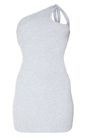 Grey Rib Knot Detail One Shoulder Bodycon Dress | PrettyLittleThing USA