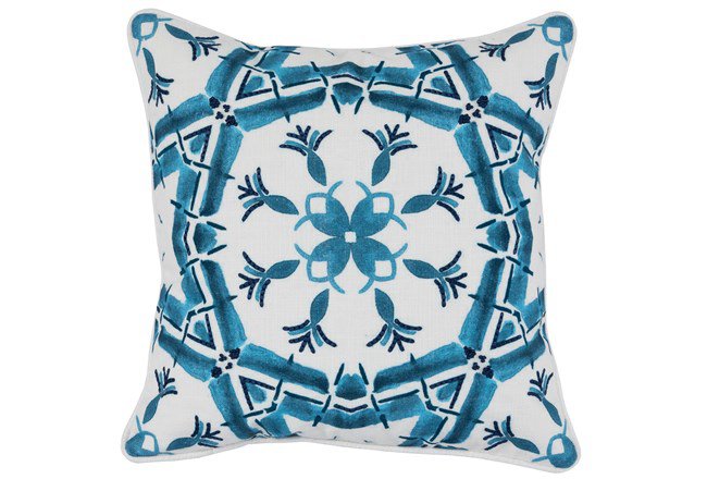 Accent Pillow-French Blue Tile Pattern 18X18 | Living Spaces