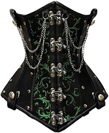 Black and Green Underbust with chain details
