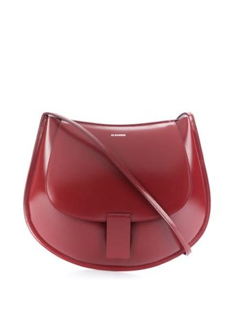 Shop red Jil Sander rounded leather shoulder bag with Express Delivery - Farfetch