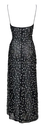 S/S 2004 Christian Dior by John Galliano Sheer Black Beaded Mesh Maxi Dress For Sale at 1stDibs