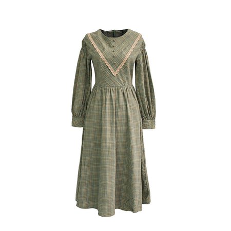 Vintage Reproduction Edwardian Plaid Cottagecore Cotton Dress