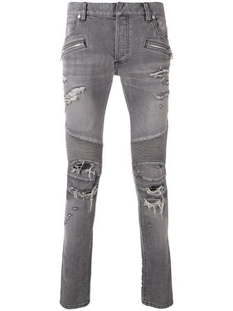 Balmain skinny distressed biker jeans
