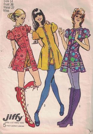 1960's 1970's sewing pattern mini dress