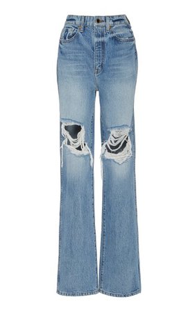 Danielle Distressed Rigid High-Rise Slim-Leg Jeans By Khaite | Moda Operandi