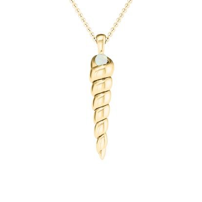 9kt Yellow Gold Unicorn Horn Necklace with Opal Stone | Jewlr