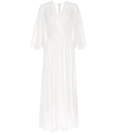 Cotton-blend lace maxi dress