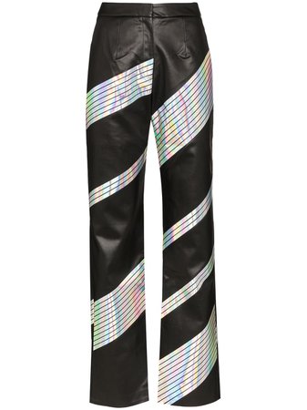 Black Matériel High Waist Holographic Stripe Trousers | Farfetch.com